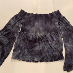 AEO Black Tie Dye OTS Flare top